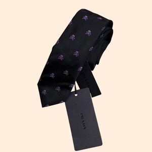 Prada Skull Silk Slim Tie Necktie